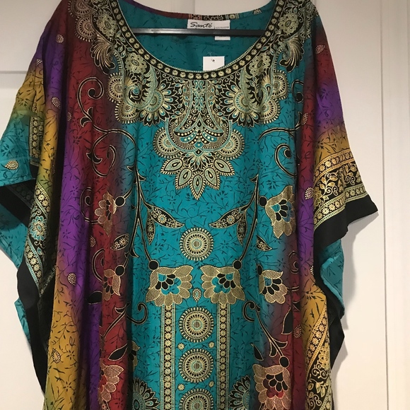 Sante Other - NEW Silky Gold Floral Print Caftan